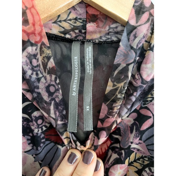 Anthropologie | Gauzy Turtleneck | Burgundy floral | Sz XS - Picture 5 of 9